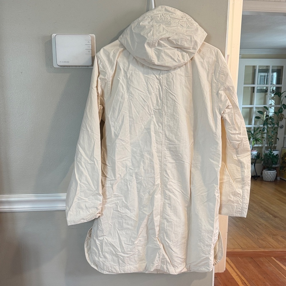 Athleta Light Cream Hooded Trench with Drawstring - Picture 3 of 4